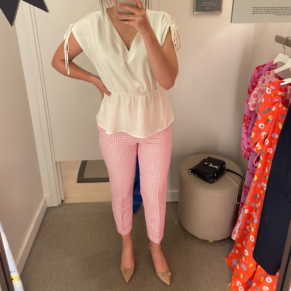 Ann Taylor Pink Houndstooth Pants
